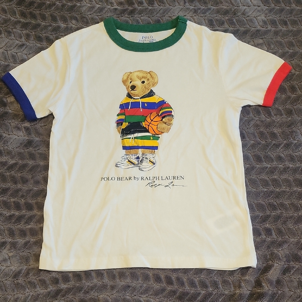 Polo by Ralph Lauren Kids' Cream T-Shirt with Colorful Bear Graphic